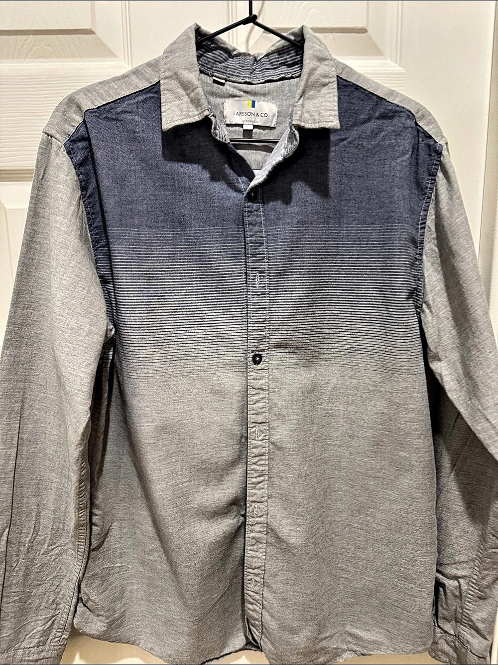 Larsson & Co Men's Blue & Gray Color Block Shirt Size Large